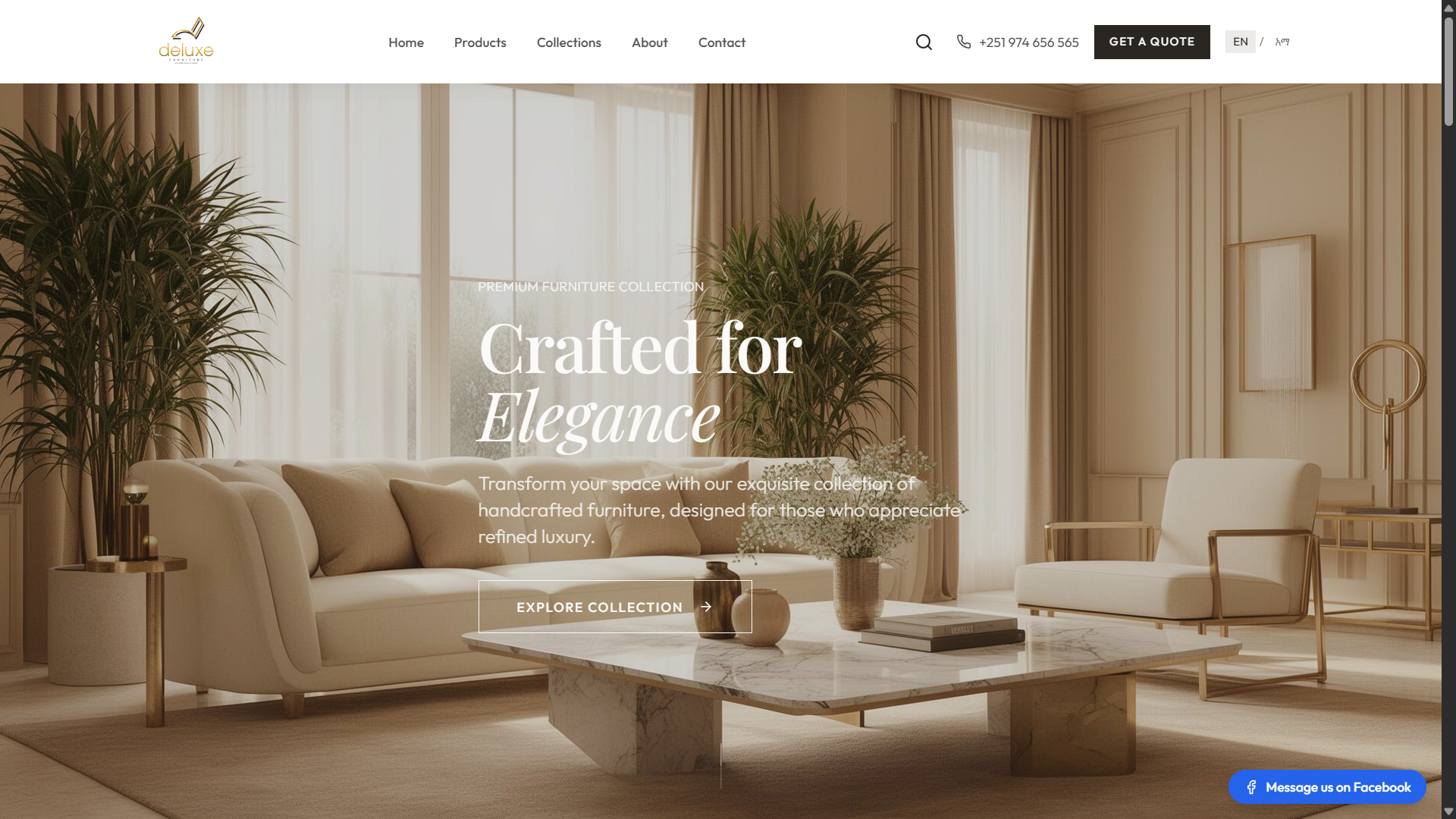 Deluxxe Furniture landing page
